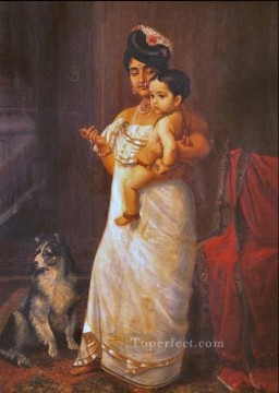 ラジャ・ラヴィ・ヴァルマ Painting - ラジャ・ラヴィ・ヴァルマ パパが来た 1893